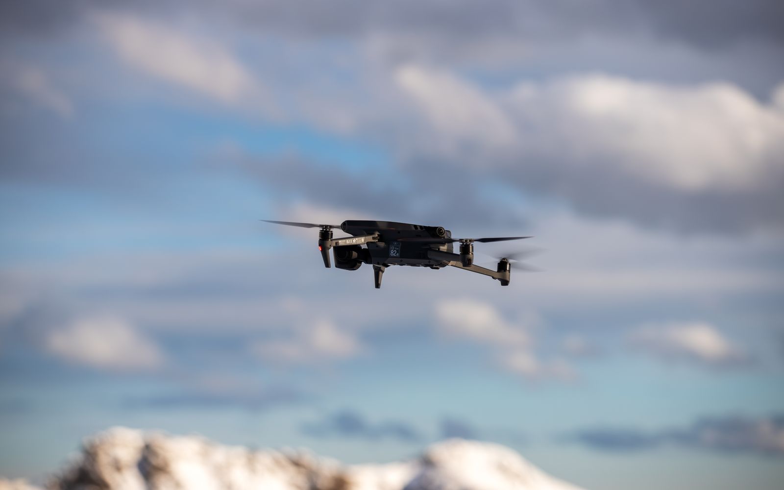 Drone footage over a dramatic landscape